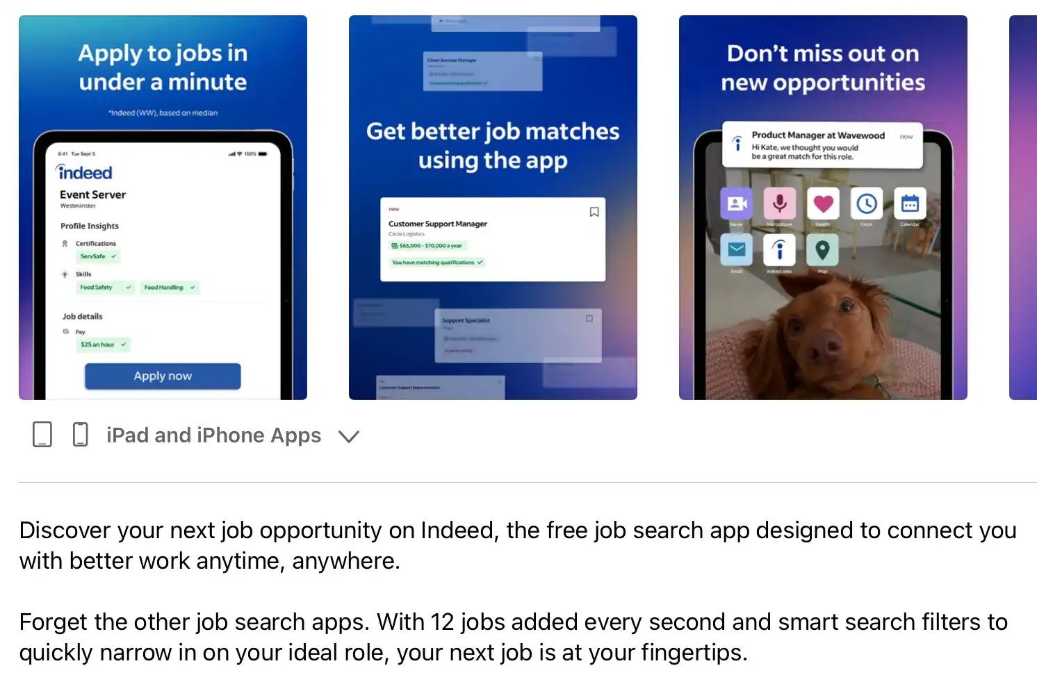 Job hunting with a tablet