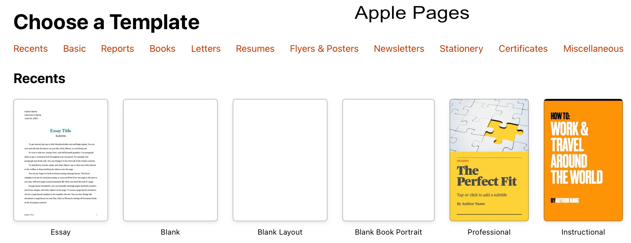 Apple Pages app for iPads