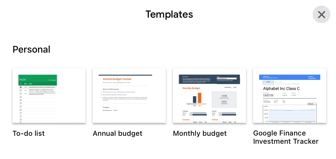 Google Sheets for creating a budget on a tablet