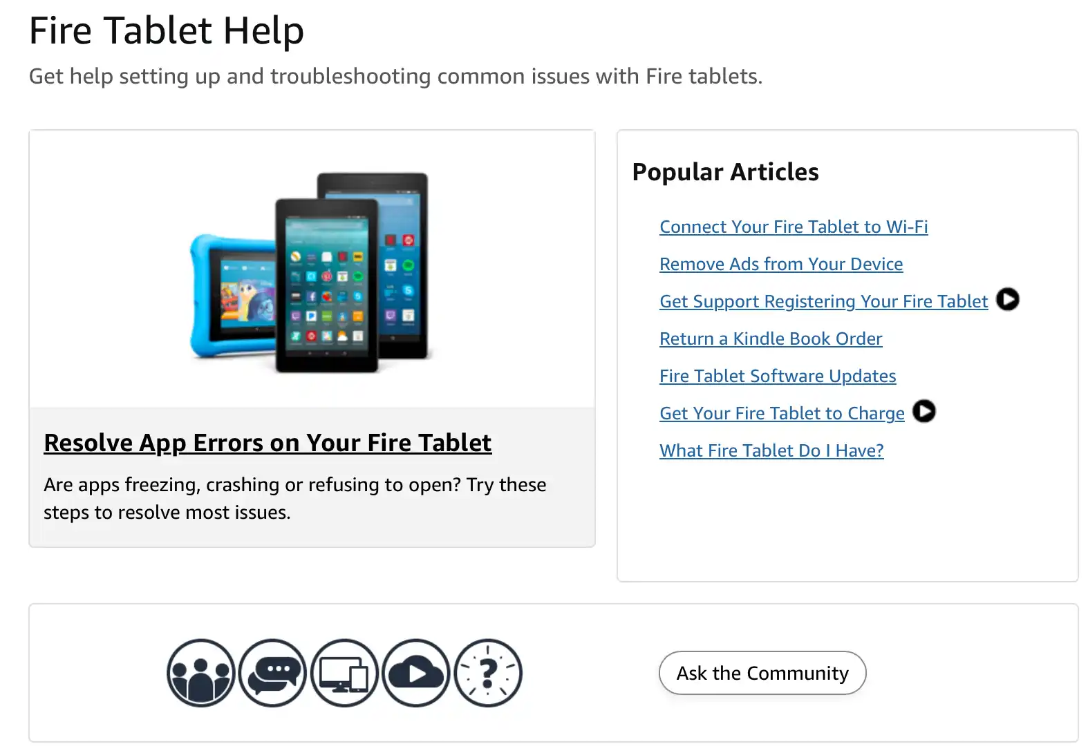 Amazon Fire tablet help files